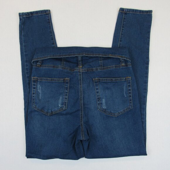 Almost Famous Super High Rise Skinny Jeans Fold Down Waist Juniors Size 7 - Picture 3 of 10